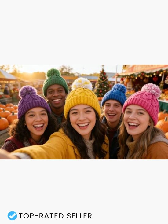 Slouchy Chunky Knit Beanie with Pom Pom - Cozy Winter Hat for Unisex main image 4